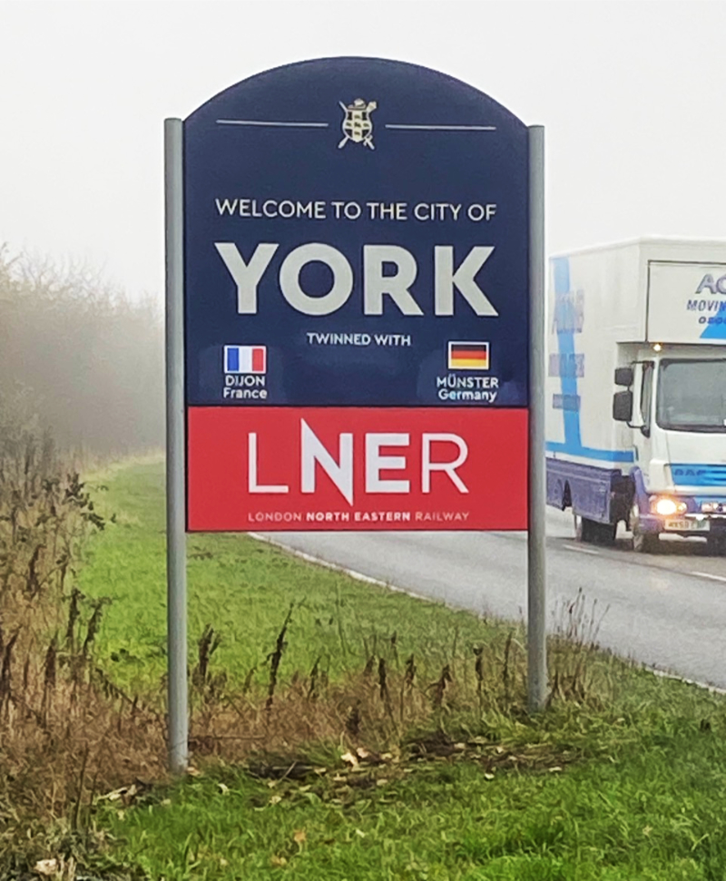 one of the news welcome to York signs