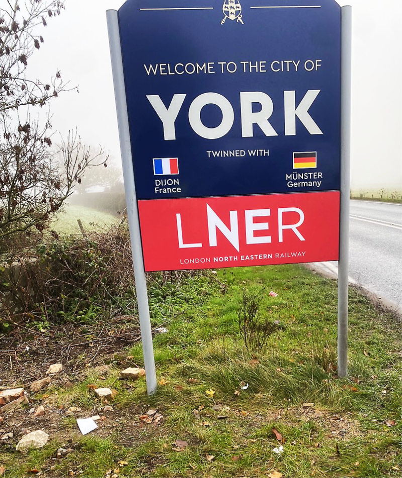 one of the news welcome to York signs