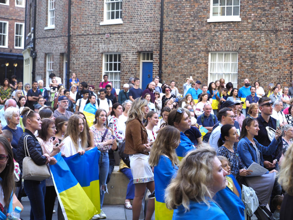 view of crowd during Ukraine day celebratoin in York