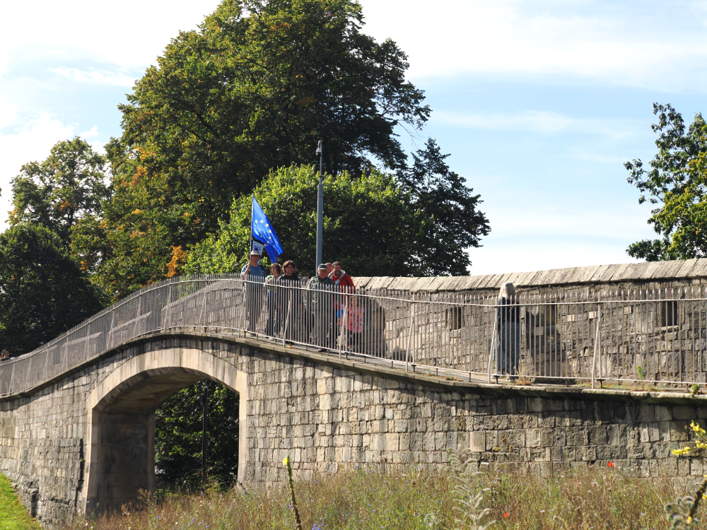 marching along York walls